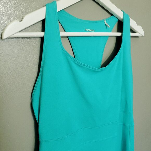 Toad&Co Dress Womens Small Tech Tomboy Racerback Shelf Bra Pocket Green Teal - Picture 3 of 10